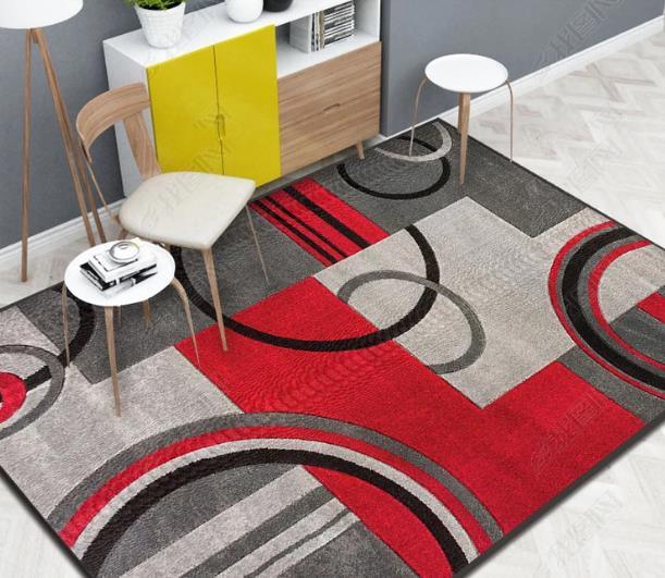 3D Abstract Red Geometric Pattern Non-Slip Rug Mat 59- Jess Art Decoration