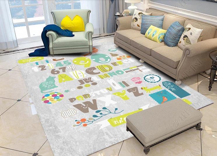 3D Cartoon Alphanumeric Non-Slip Rug Mat 7- Jess Art Decoration