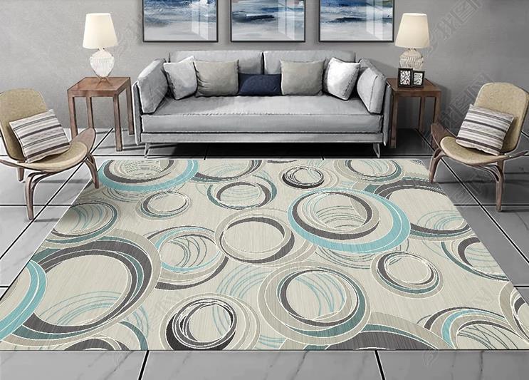 3D Abstract Gray Circle Non-Slip Rug Mat 99- Jess Art Decoration