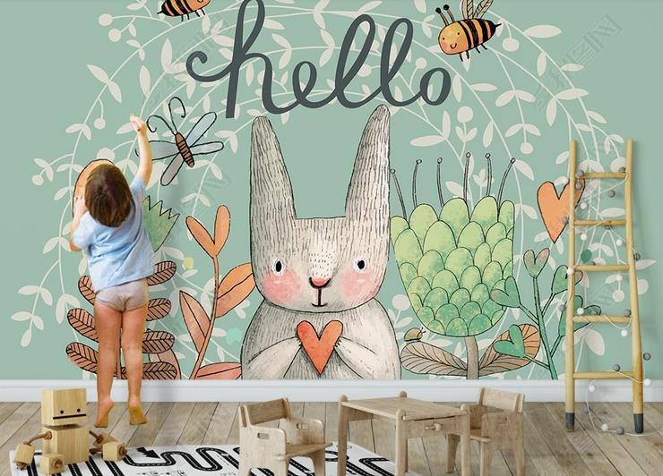 3D Cartoon Rabbit Green Non-Slip Rug Mat 245- Jess Art Decoration