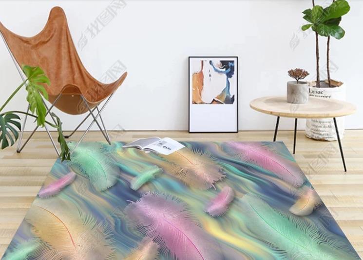 3D Watercolor Feather Non-Slip Rug Mat 267- Jess Art Decoration