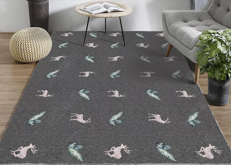 3D Grey Elk Green Plant Non-Slip Rug Mat 109- Jess Art Decoration