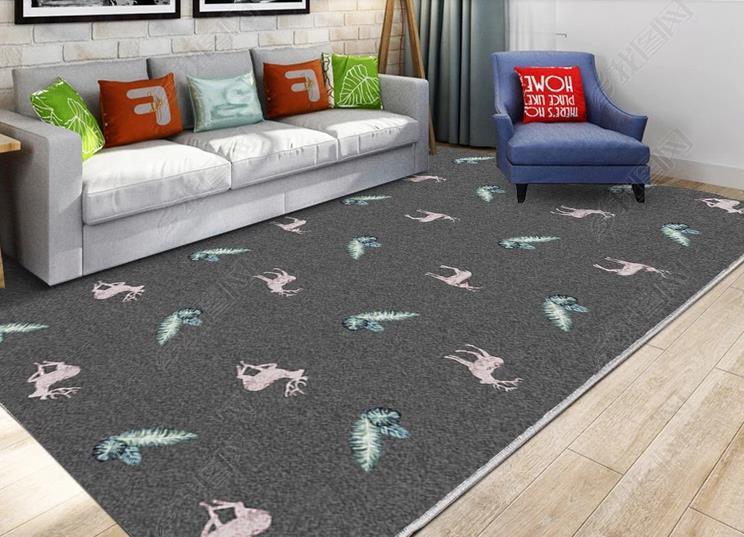 3D Grey Elk Green Plant Non-Slip Rug Mat 109- Jess Art Decoration