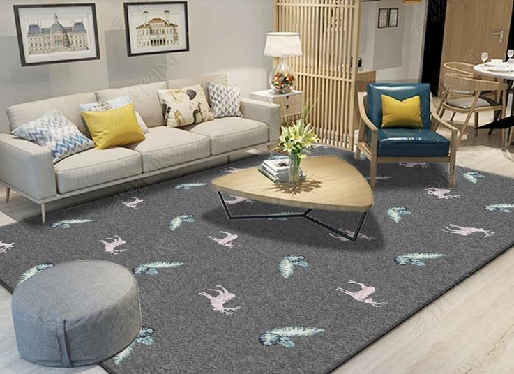 3D Grey Elk Green Plant Non-Slip Rug Mat 109- Jess Art Decoration
