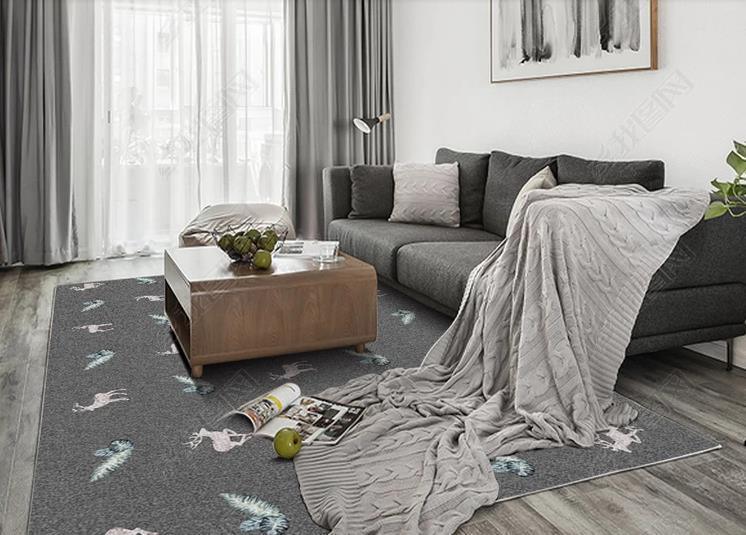3D Grey Elk Green Plant Non-Slip Rug Mat 109- Jess Art Decoration