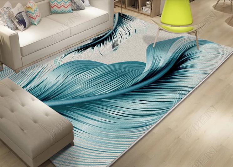 3D Hand Painted Blue Feathers Non-Slip Rug Mat 97- Jess Art Decoration
