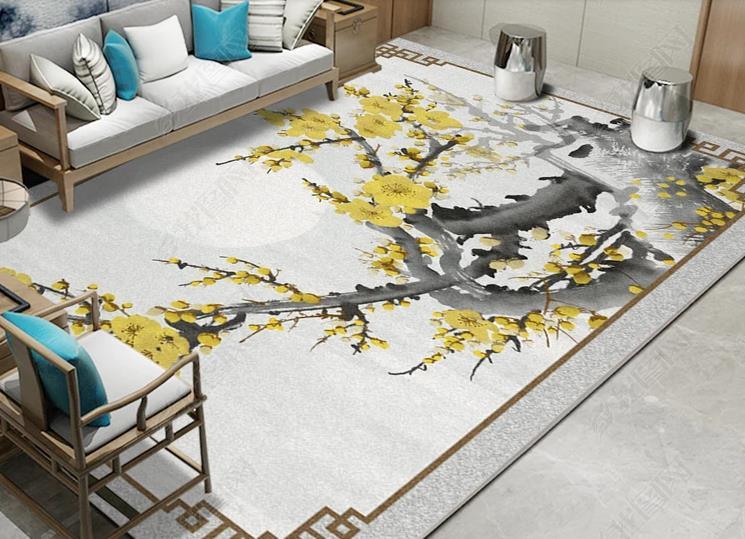 3D Hand Painted Yellow Plum Blossom Non-Slip Rug Mat 17- Jess Art Decoration