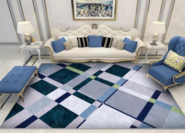 3D Blue Geometry Non-Slip Rug Mat 283- Jess Art Decoration