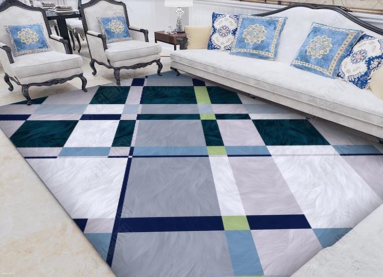 3D Blue Geometry Non-Slip Rug Mat 283- Jess Art Decoration