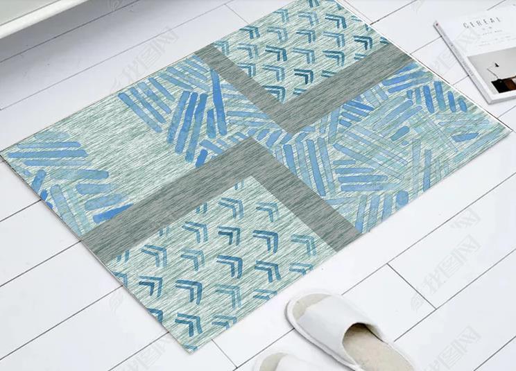 3D Abstract Blue Geometric Pattern Non-Slip Rug Mat 287- Jess Art Decoration