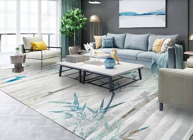 3D Blue Bamboo Pattern Non-Slip Rug Mat 176- Jess Art Decoration