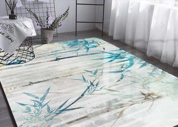 3D Blue Bamboo Pattern Non-Slip Rug Mat 176- Jess Art Decoration