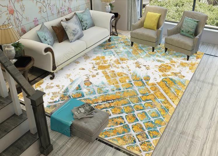 3D Abstract Golden Geometry Non-Slip Rug Mat 210- Jess Art Decoration