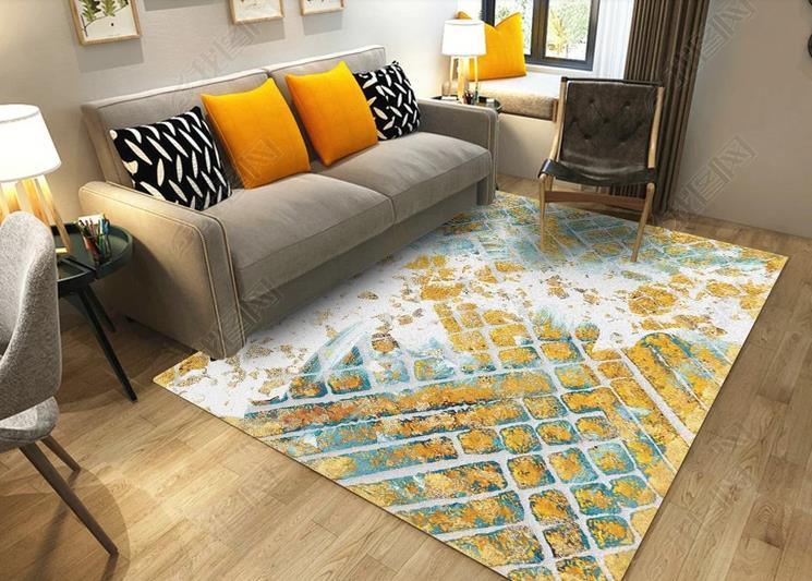 3D Abstract Golden Geometry Non-Slip Rug Mat 210- Jess Art Decoration