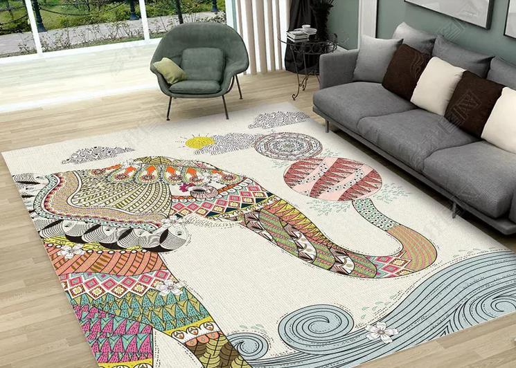 3D Cartoon Color Elephant Non-Slip Rug Mat 225- Jess Art Decoration