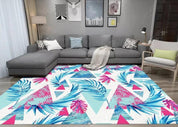 3D Tropical Blue Leaf Pattern Non-Slip Rug Mat 75- Jess Art Decoration