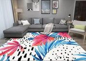 3D Blue Leaf Pattern Non-Slip Rug Mat 58- Jess Art Decoration