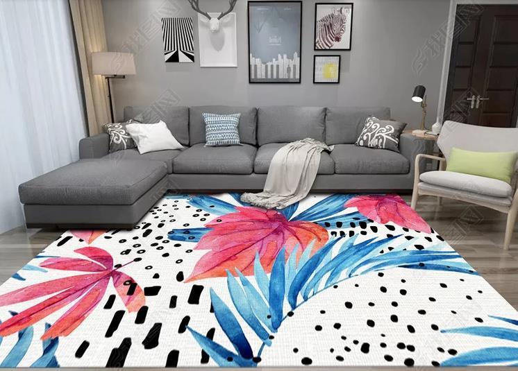3D Blue Leaf Pattern Non-Slip Rug Mat 58- Jess Art Decoration