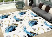 3D Blue Leaf Pattern Non-Slip Rug Mat 59- Jess Art Decoration