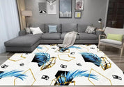 3D Blue Leaf Pattern Non-Slip Rug Mat 59- Jess Art Decoration