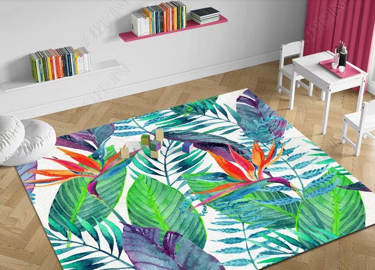 3D Green Leaf Pattern Non-Slip Rug Mat 60- Jess Art Decoration