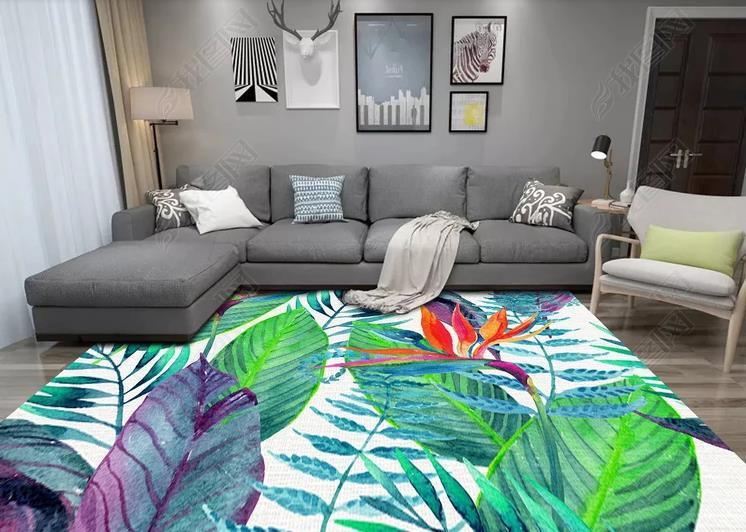 3D Green Leaf Pattern Non-Slip Rug Mat 60- Jess Art Decoration