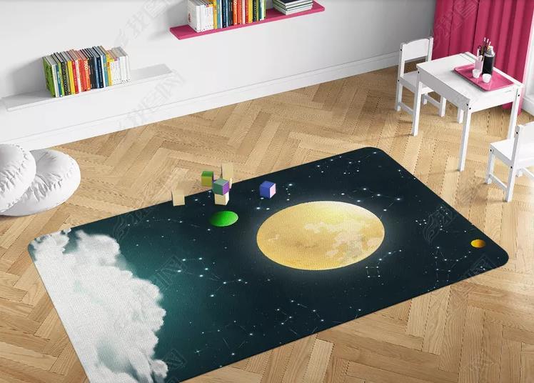 3D Cartoon Space Moon Non-Slip Rug Mat 239- Jess Art Decoration