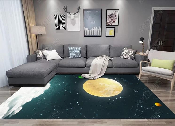 3D Cartoon Space Moon Non-Slip Rug Mat 239- Jess Art Decoration