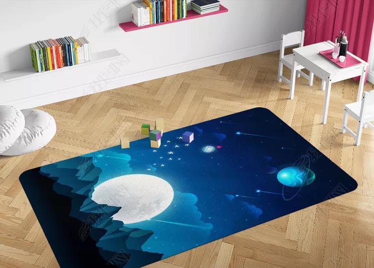 3D Cartoon Space Blue Non-Slip Rug Mat 236- Jess Art Decoration