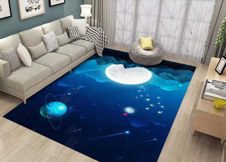 3D Cartoon Space Blue Non-Slip Rug Mat 236- Jess Art Decoration