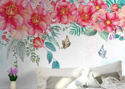 3D Red Rose Flower Butterfly Wall Mural Wallpaper GD 1307- Jess Art Decoration