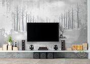 3D Grey Forest Elk Trees Watercolor Wall Mural Wallpaper GD 1144- Jess Art Decoration