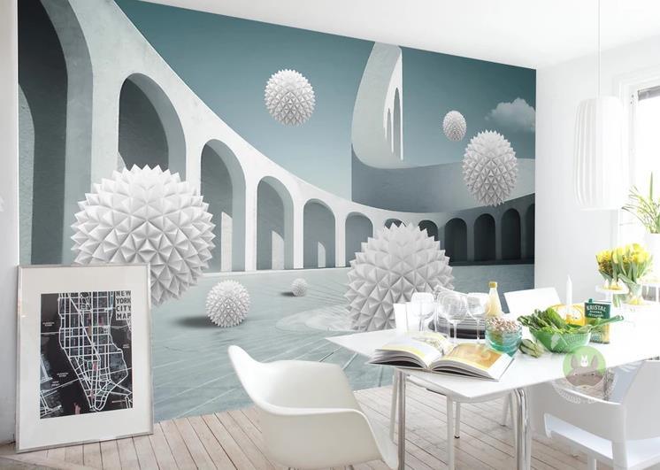 3D Sphere European Architecture Space Wall Mural Wallpaper GD 1407- Jess Art Decoration