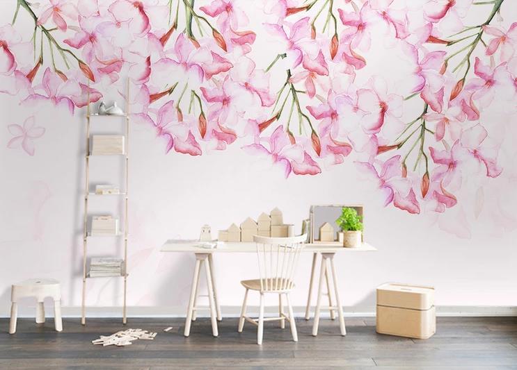 3D Retro Pink Floral Wall Mural Wallpaper GD 1277- Jess Art Decoration