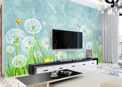 3D Dandelion Green Leaf Flower Wall Mural Wallpaper GD 1248- Jess Art Decoration