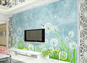 3D Dandelion Green Leaf Flower Wall Mural Wallpaper GD 1248- Jess Art Decoration