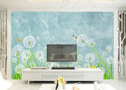 3D Dandelion Green Leaf Flower Wall Mural Wallpaper GD 1248- Jess Art Decoration