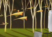 3D Hand Drawn Abstract Night Girl Flying Children Room Wall Mural Wallpaper GD 1330- Jess Art Decoration