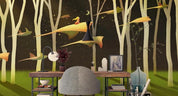 3D Hand Drawn Abstract Night Girl Flying Children Room Wall Mural Wallpaper GD 1330- Jess Art Decoration