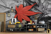 3D Modern Simple Freehand Red Maple Leaves Retro Wall Mural Wallpaper GD 1075- Jess Art Decoration