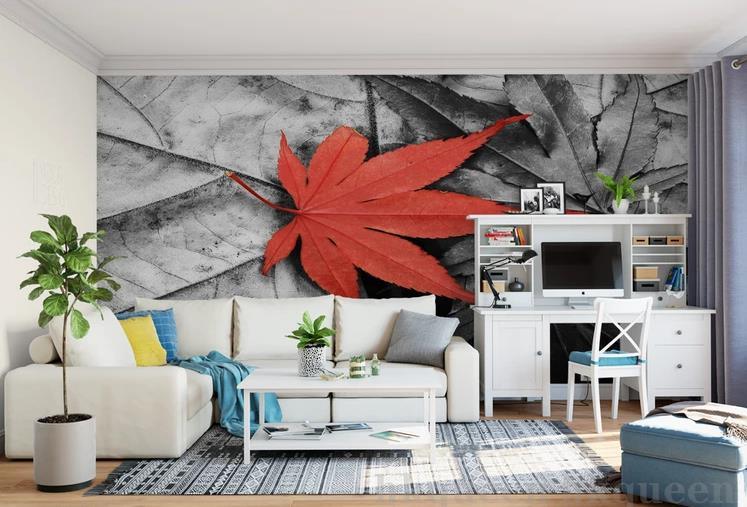 3D Modern Simple Freehand Red Maple Leaves Retro Wall Mural Wallpaper GD 1075- Jess Art Decoration