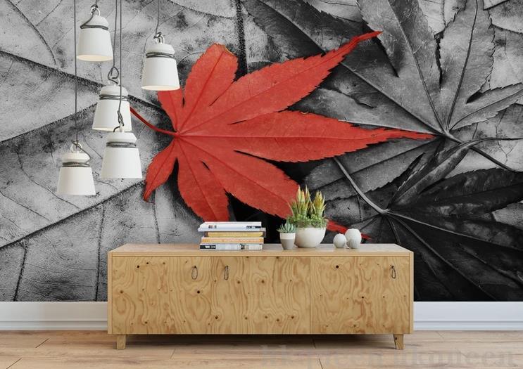 3D Modern Simple Freehand Red Maple Leaves Retro Wall Mural Wallpaper GD 1075- Jess Art Decoration