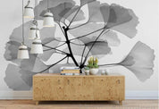 3D Modern Simple Freehand Abstract Gingko Leaves Black White Wall Mural Wallpaper GD 1080- Jess Art Decoration