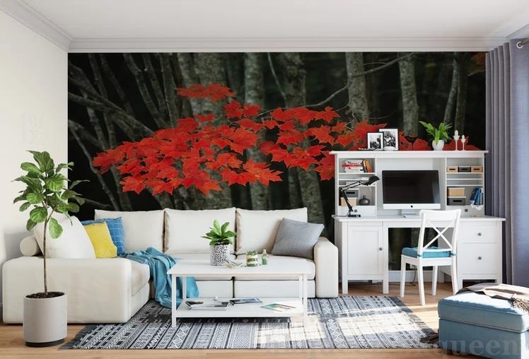 3D Forest Red Maple Leaves Painting Wall Mural Wallpaper GD 1200- Jess Art Decoration
