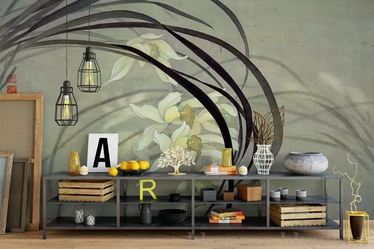 3D New Chinese Style Vintage Orchid Flower Freehand Original Oil Painting Wall Mural Wallpaper GD 1033- Jess Art Decoration