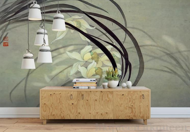3D New Chinese Style Vintage Orchid Flower Freehand Original Oil Painting Wall Mural Wallpaper GD 1033- Jess Art Decoration