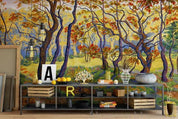 3D Golden Grove Abstract Retro Painting Wall Mural Wallpaper GD 1217- Jess Art Decoration