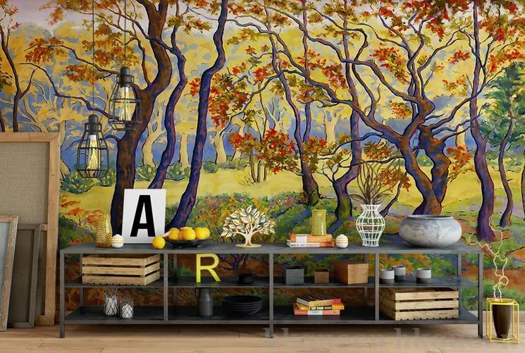 3D Golden Grove Abstract Retro Painting Wall Mural Wallpaper GD 1217- Jess Art Decoration