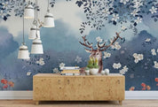 3D Elk Countryside Floral Oil Painting Wall Mural Wallpaper GD 1148- Jess Art Decoration