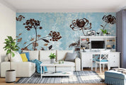 3D Hand Drawn Blue Shading Floral Wall Mural Wallpaper GD 1320- Jess Art Decoration